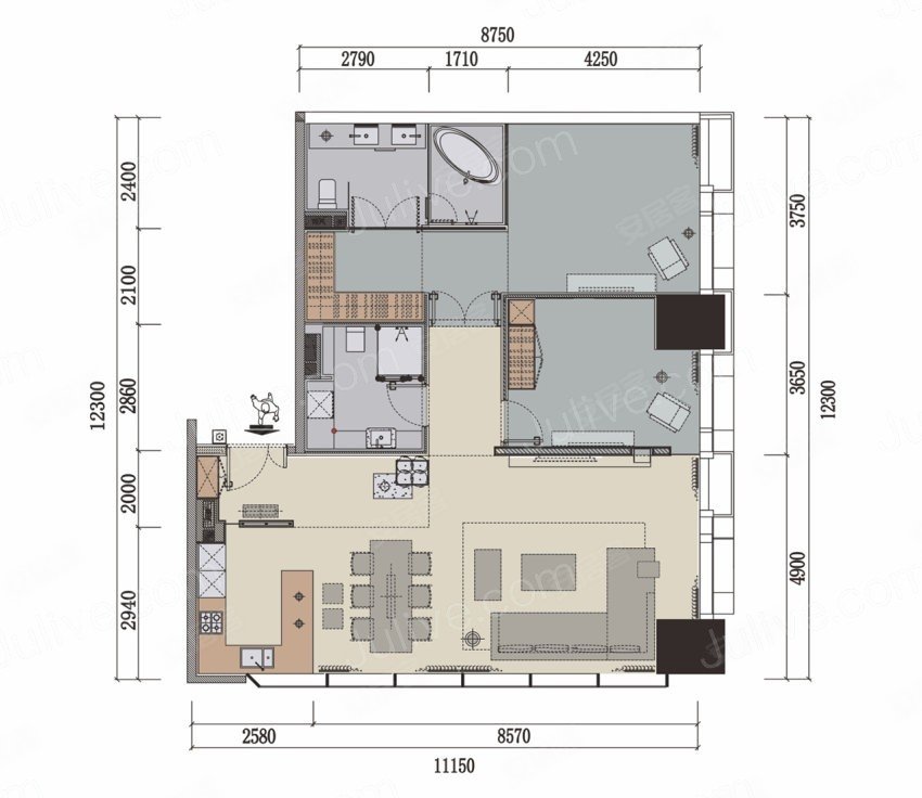 jr花漾锦江套二转角采光视野巴适美视天府五街地铁口