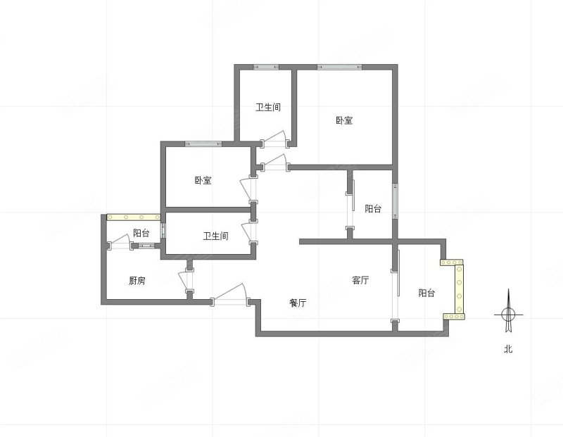 时代都汇F组团3室2厅2卫109㎡北105.5万