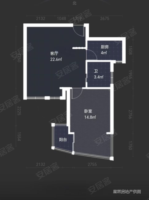 殷家花园1室2厅1卫66.2㎡南北128万