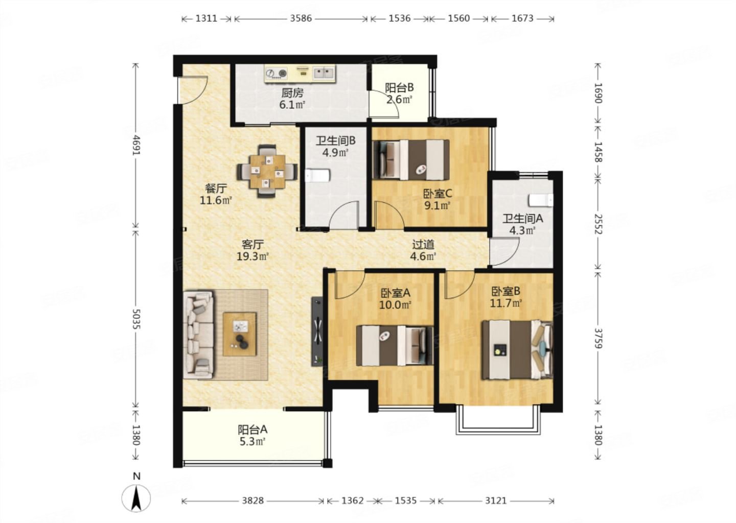 西二环自住房屋保持的很好二环边大三室
