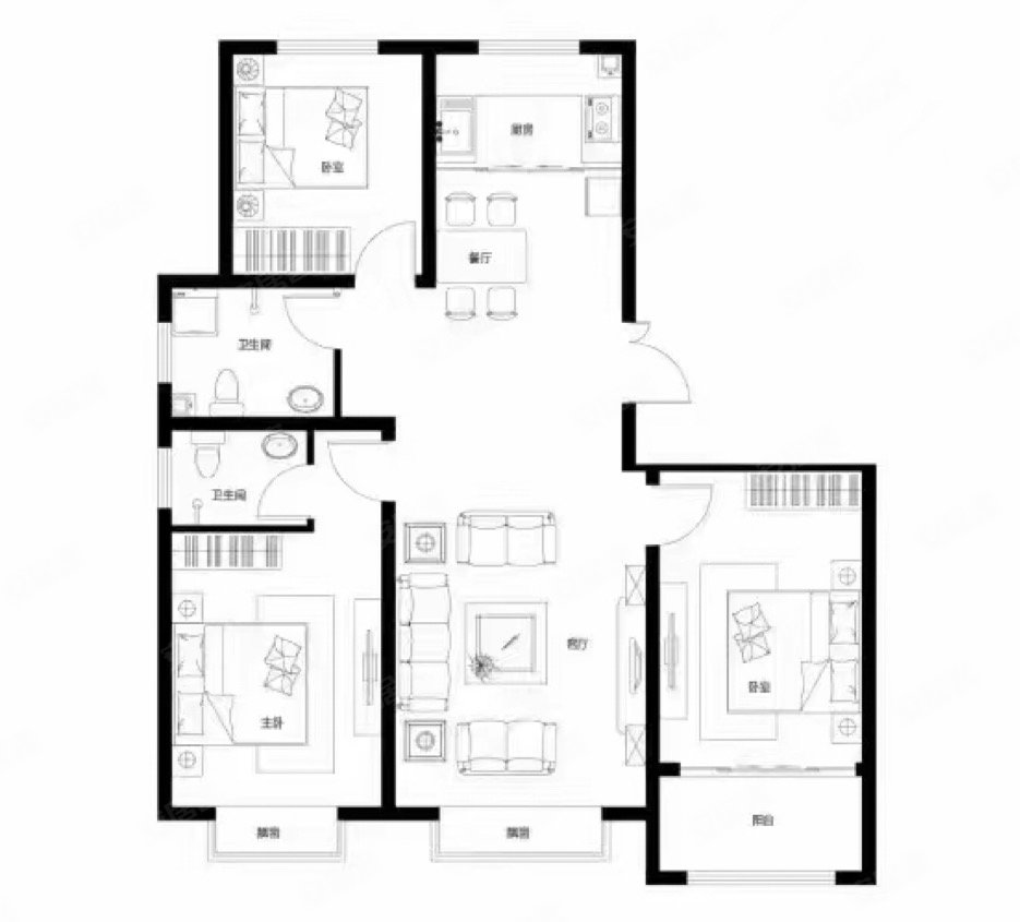 观园府邸3室2厅2卫133㎡南北85.6万