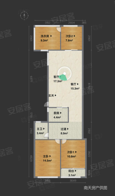 皇冠花园(三期)3室2厅1卫128㎡南150万