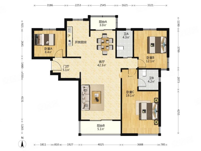 人民路旁滨河花园景观好楼层精装大三房欧式装修保养好随时看