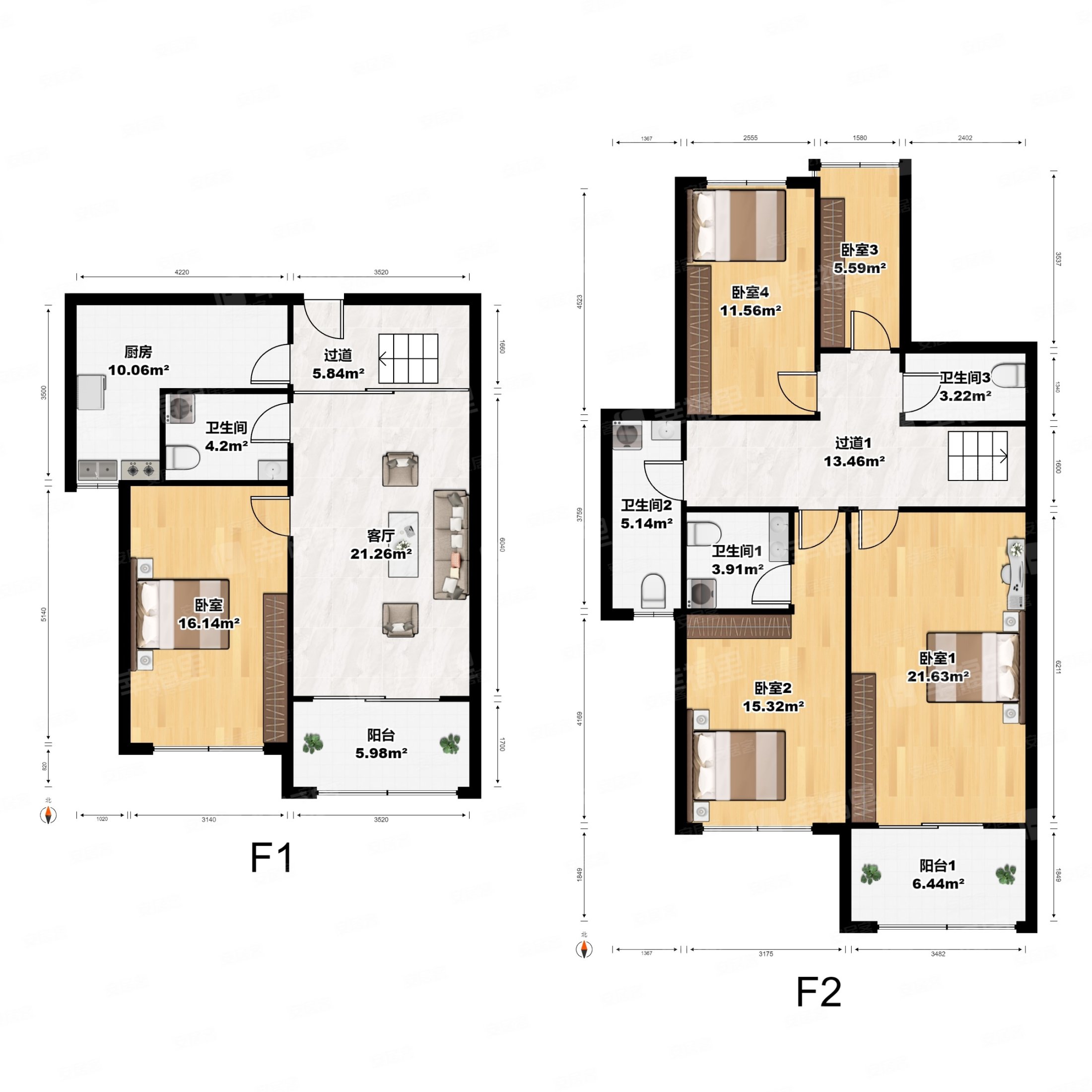 群升江山城5室2厅3卫141.08㎡南北300万