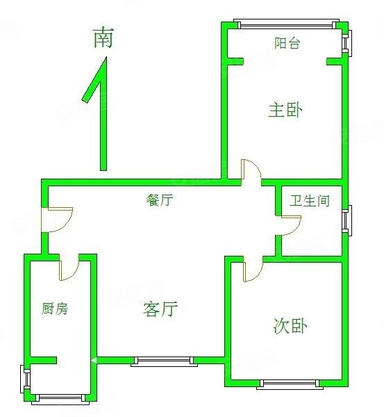 建兴家园2室2厅1卫92㎡南北60万