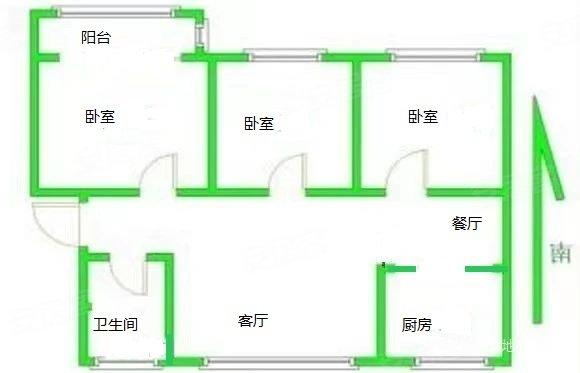 玉兰花园(一期)3室2厅1卫105㎡南北62万