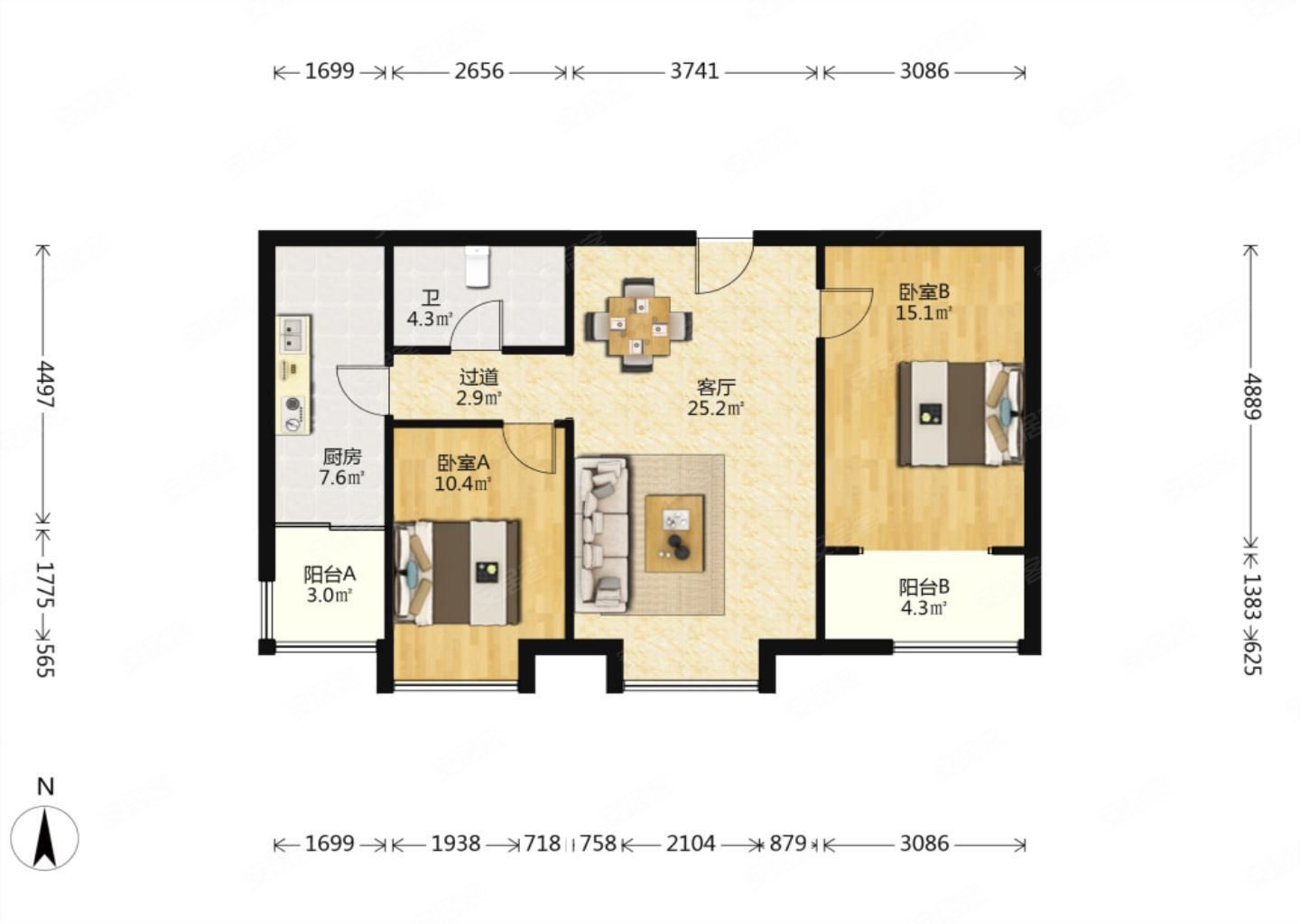 南北通透医疗配套成熟交通便利刚需两居精装好房带电梯