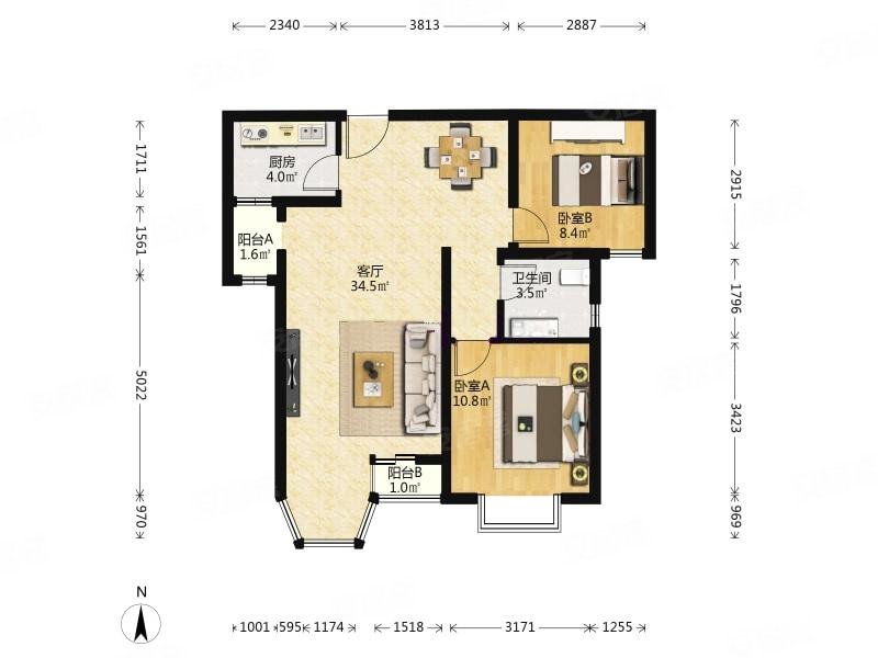 珠江逸景家园(南区)2室1厅1卫96.25㎡南295万