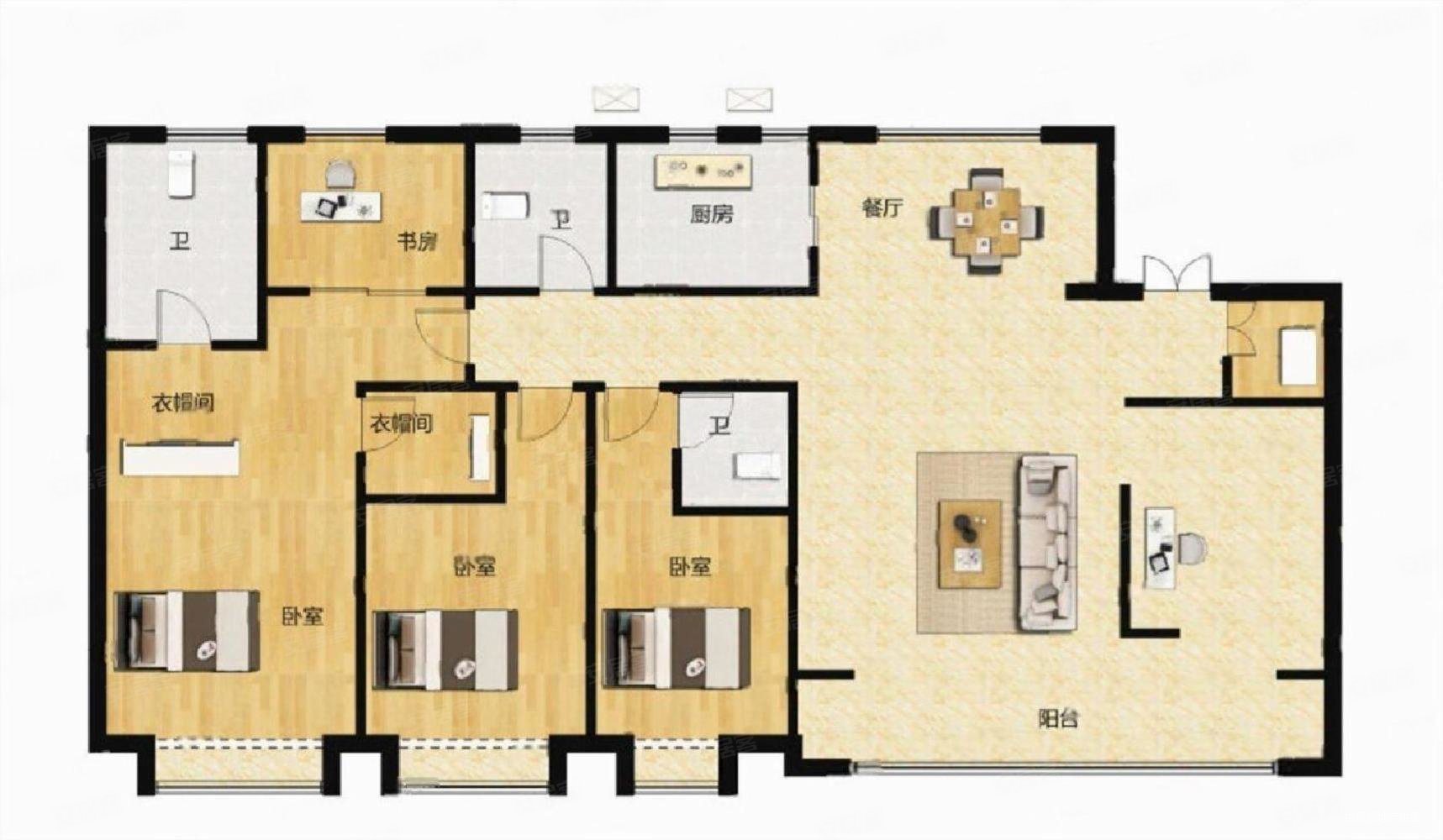 正荣紫阙4室2厅3卫196.59㎡南北1033万