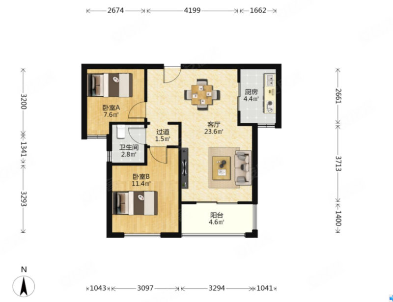 地铁口精装2室,兴国南街旁,全明户型