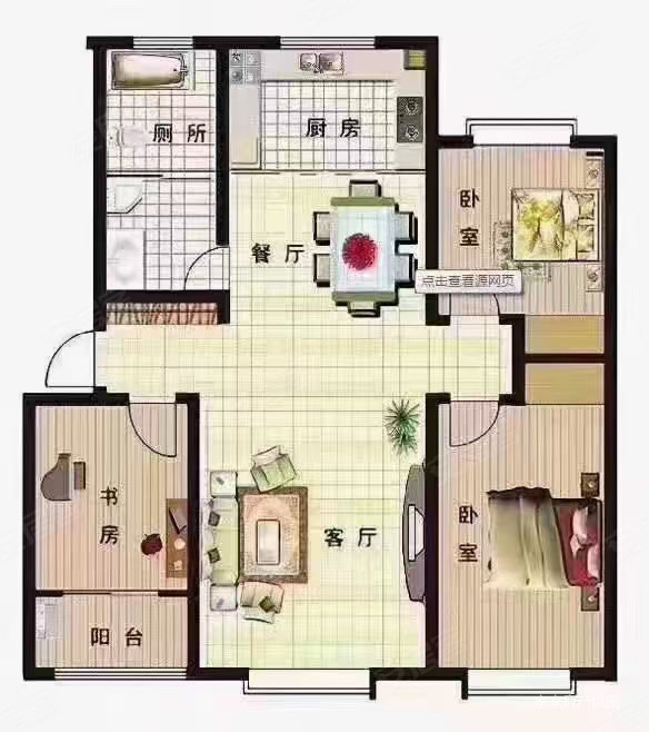 港利上城府邸3室2厅1卫124㎡南北82万