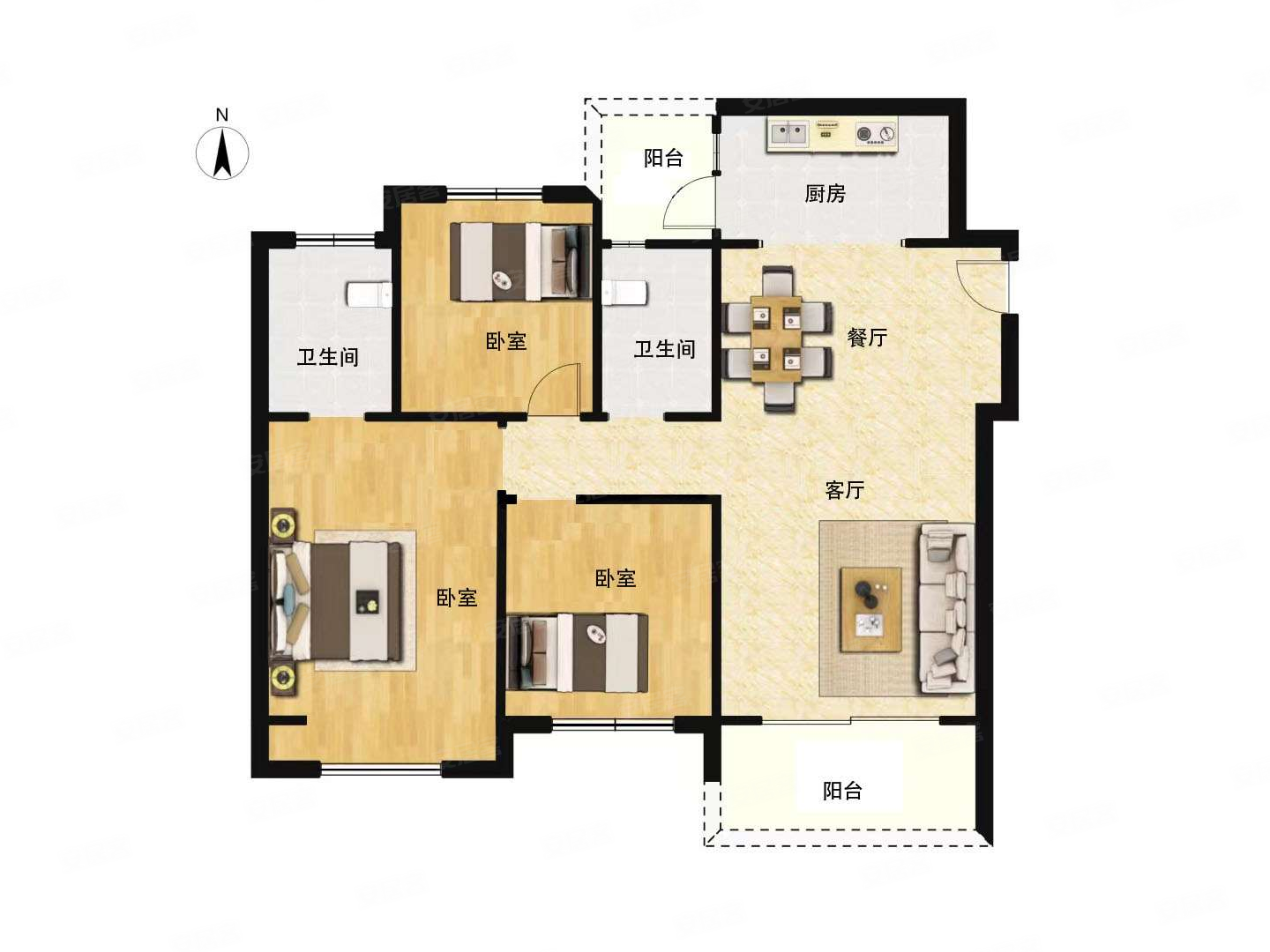 南北通透,东原阅城二期二手房,120万,3室2厅,2卫,110平米-郑州安居客