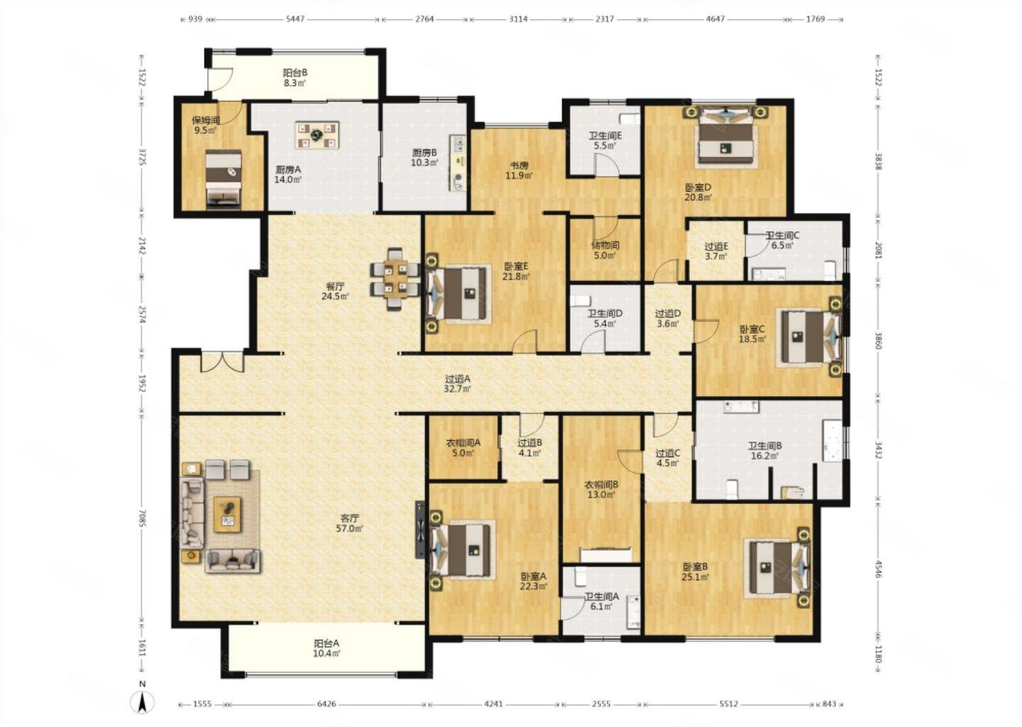 远洋公馆5室2厅4卫444.72㎡南3500万