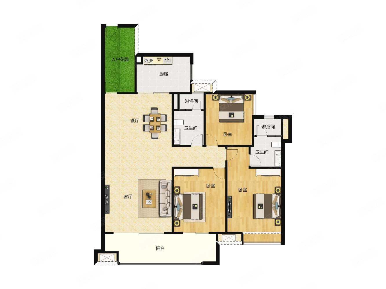 急售品秀星图全新三房两卫106平方265万包增值税