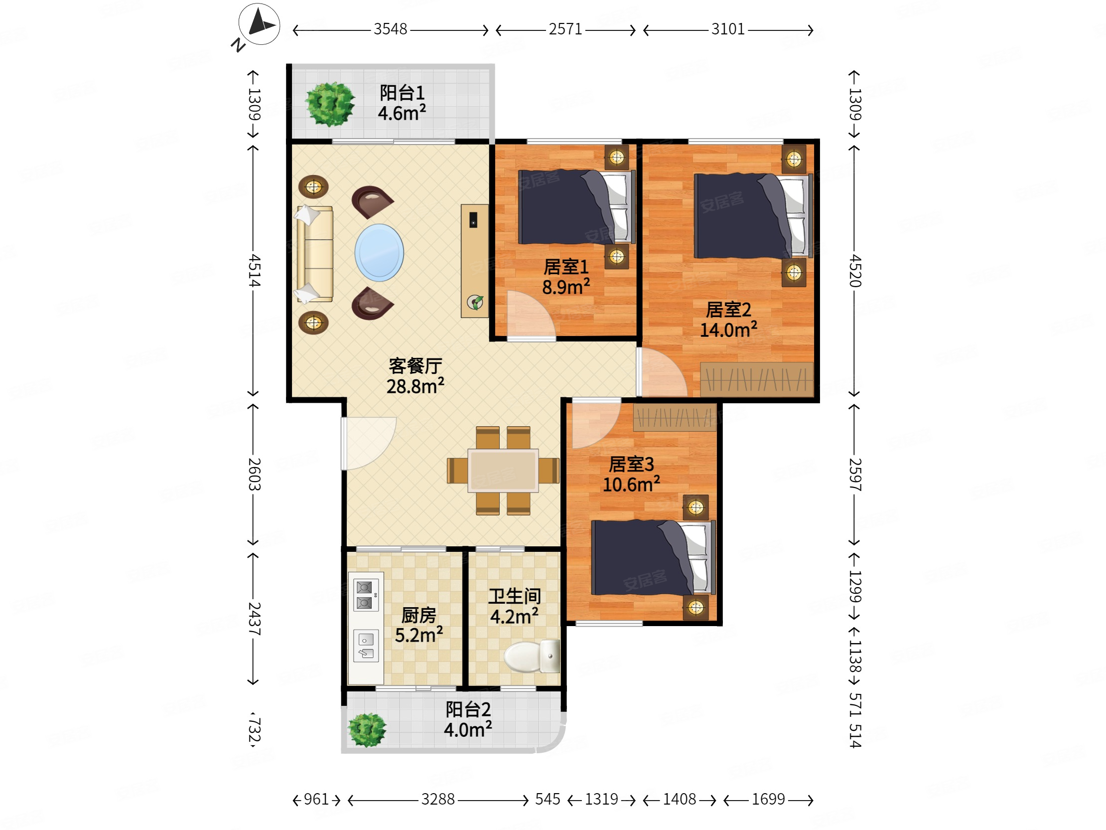 新安湖花园户型图图片