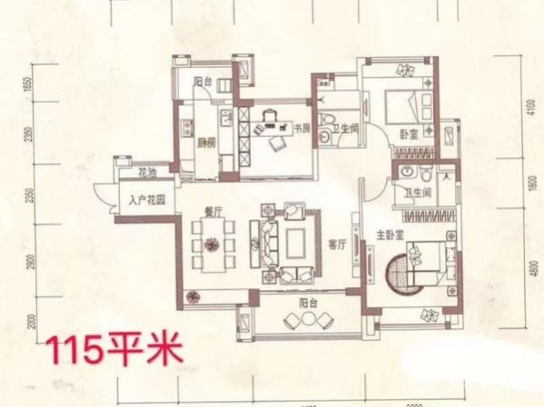 方直君御3室2厅2卫115㎡南173万