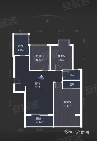 联合博学园二期3室2厅2卫90.4㎡南168万