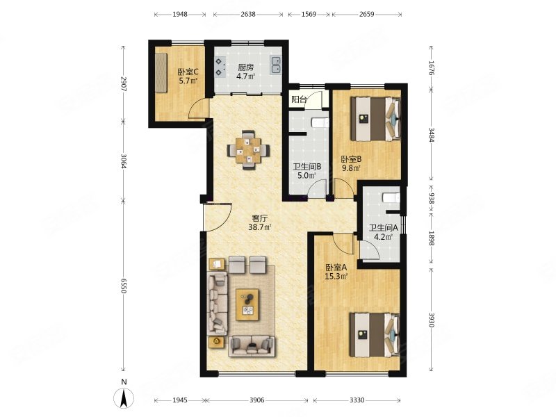 西山燕庐(西区)金地华宸 翡翠长安 南北通透 电梯房 有钥匙
