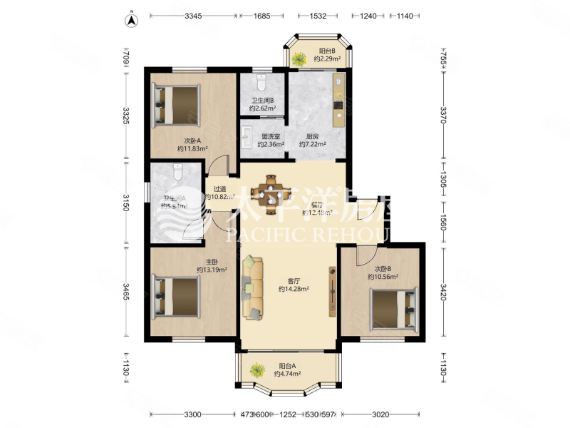 蝶式户型三房,  四楼商品房送产权车位,价格回到5年前