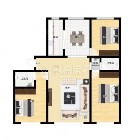 燕都鑫城3室2厅2卫124㎡南北60万