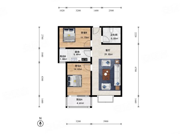 鼎立家园2室1厅1卫100.38㎡南830万