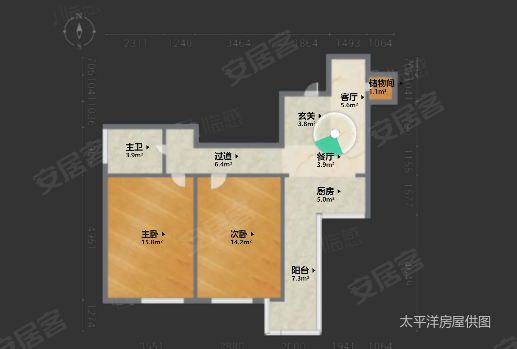 天诚花苑2室2厅1卫111㎡南北690万