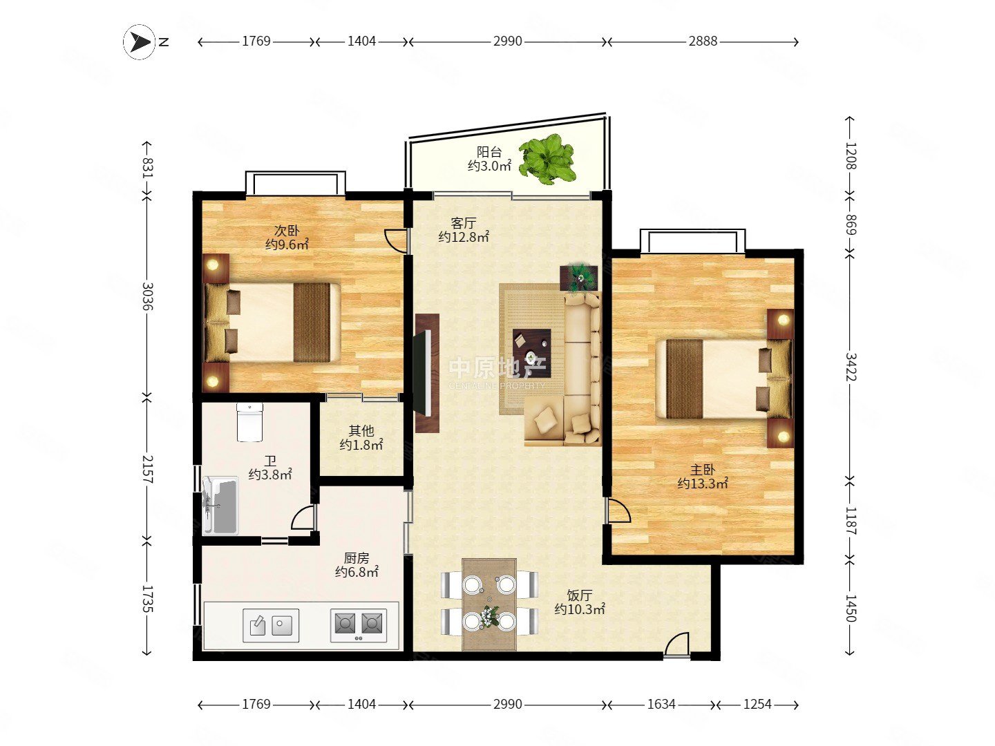 06带大平台金碧花园电梯大两房