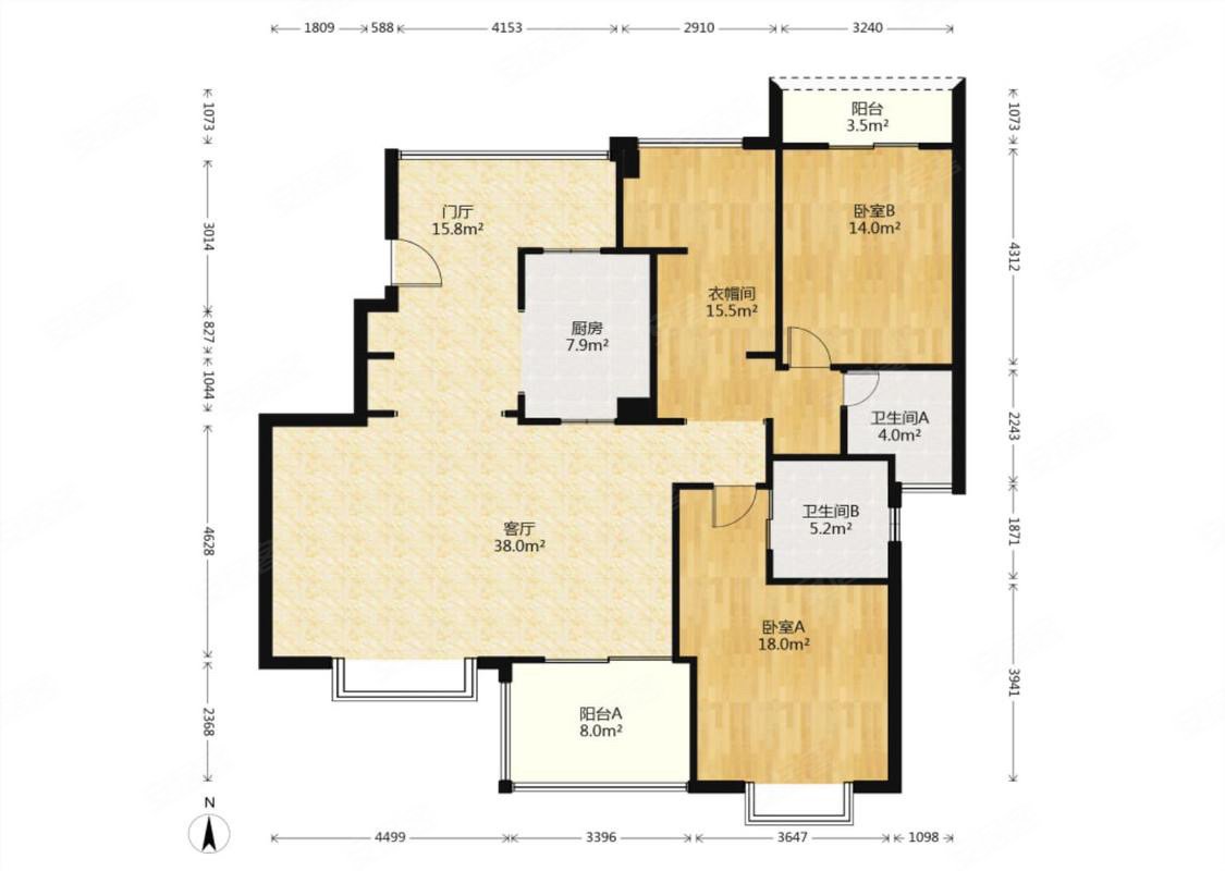 时代尊城3室2厅1卫147.11㎡南北430万
