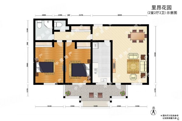 里昂花园(东区)2室2厅2卫118㎡南880万