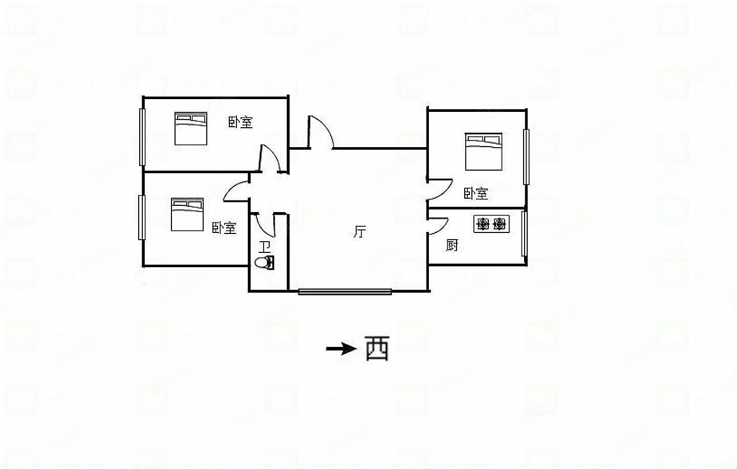 清花园3室1厅1卫93㎡南北53万