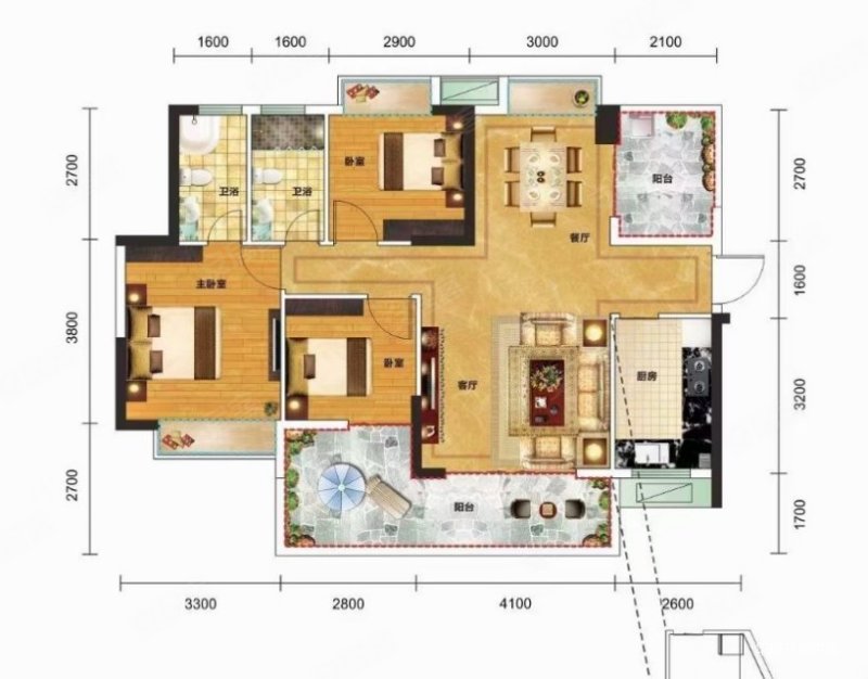 一城悦府|育才北四路1号4室2厅2卫112.12平方
