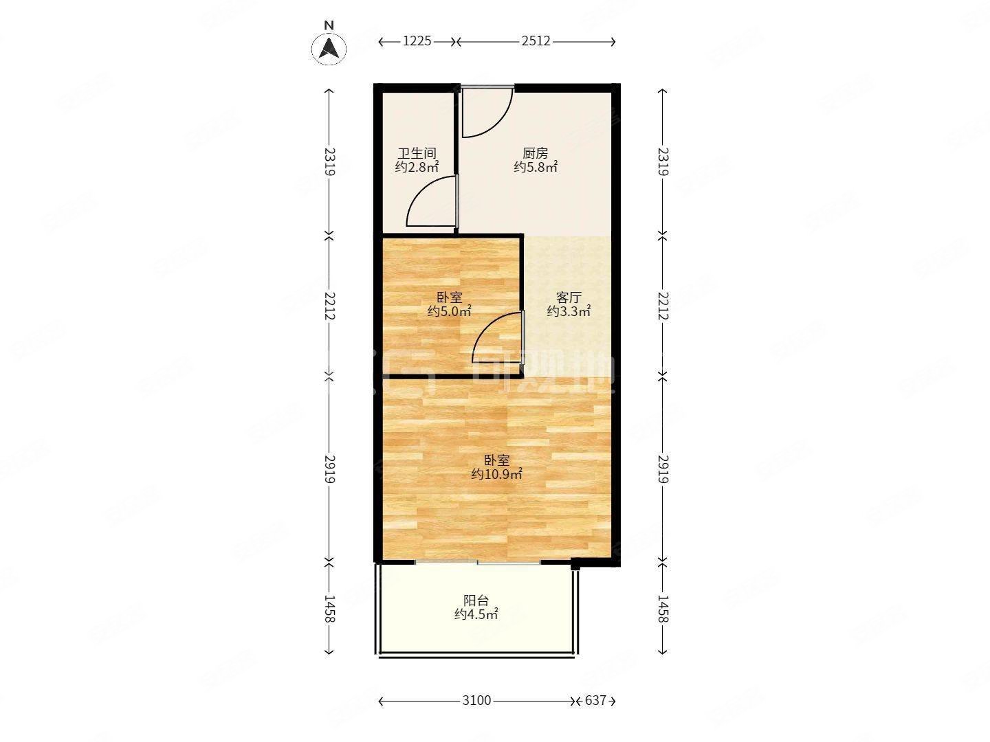 台三小丨达道地铁口电梯中层单身公寓户型做两房好出租
