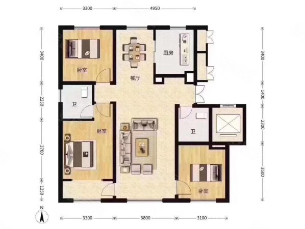 鹿邑建业城五期3室2厅2卫135㎡南北84万