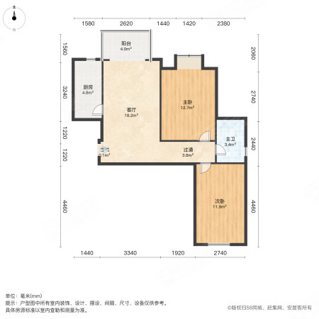 天穆东苑2室1厅1卫90.55㎡南北82万