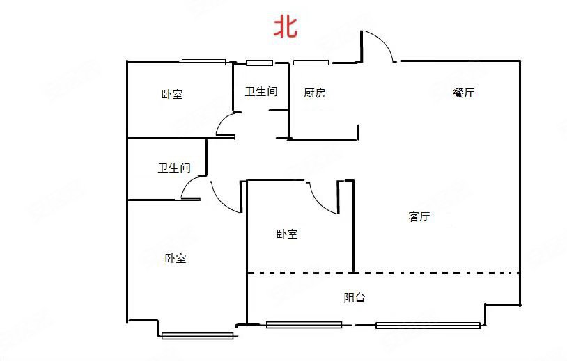 阳光嘉园三室两厅两卫户型