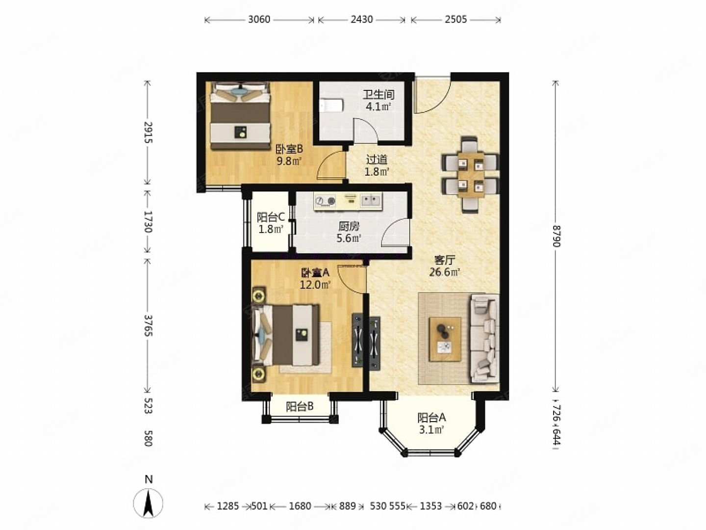 看房随时,户型方正,随时可谈,垡头翠城盛园社区(垡头翠成馨园c区112
