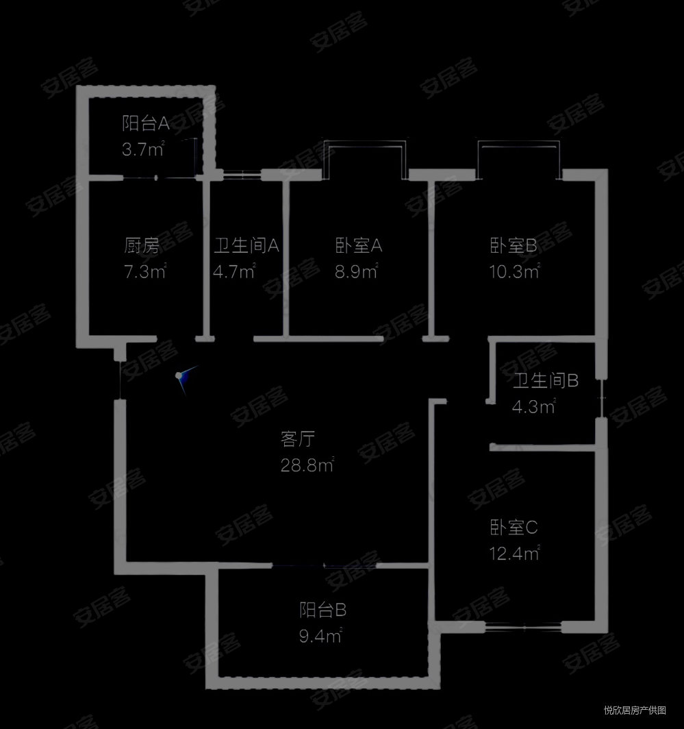 汉泉菁华里3室2厅2卫114.17㎡南北61.5万