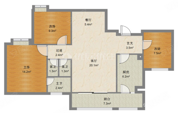 三江园3室2厅2卫95.49㎡南81万