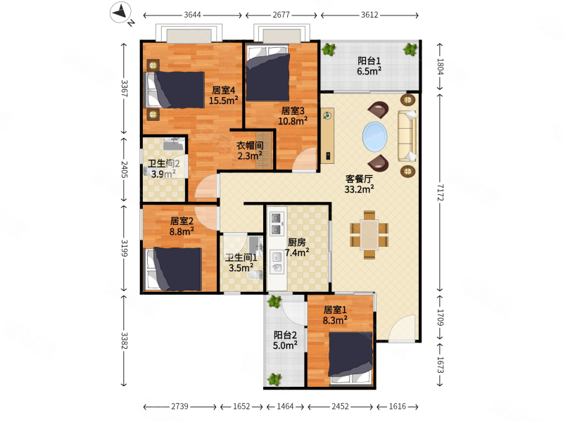 西丽品质宝能城豪装4房,业主诚心出售 视野通风采光好