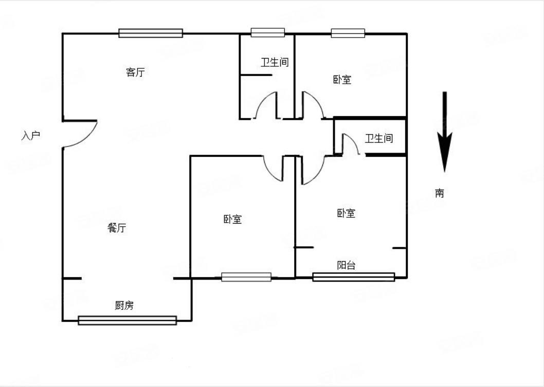 民馨苑3室2厅2卫140㎡南北95万