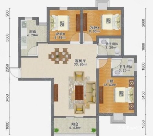 永翔佳苑(西区)3室2厅2卫117.33㎡南北495万