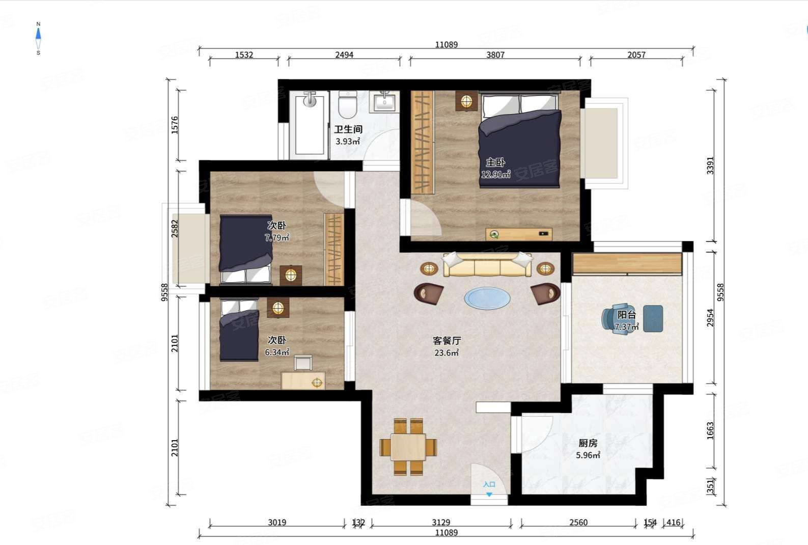 鑫苑名家一期2室1厅1卫78㎡东南133万