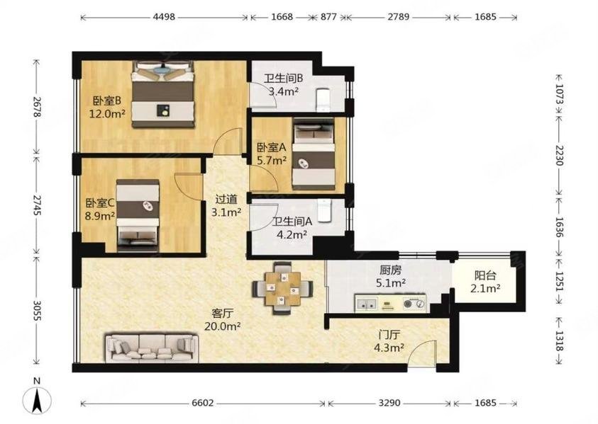 精装套三双卫户型房子保护的不错小高层看房方便