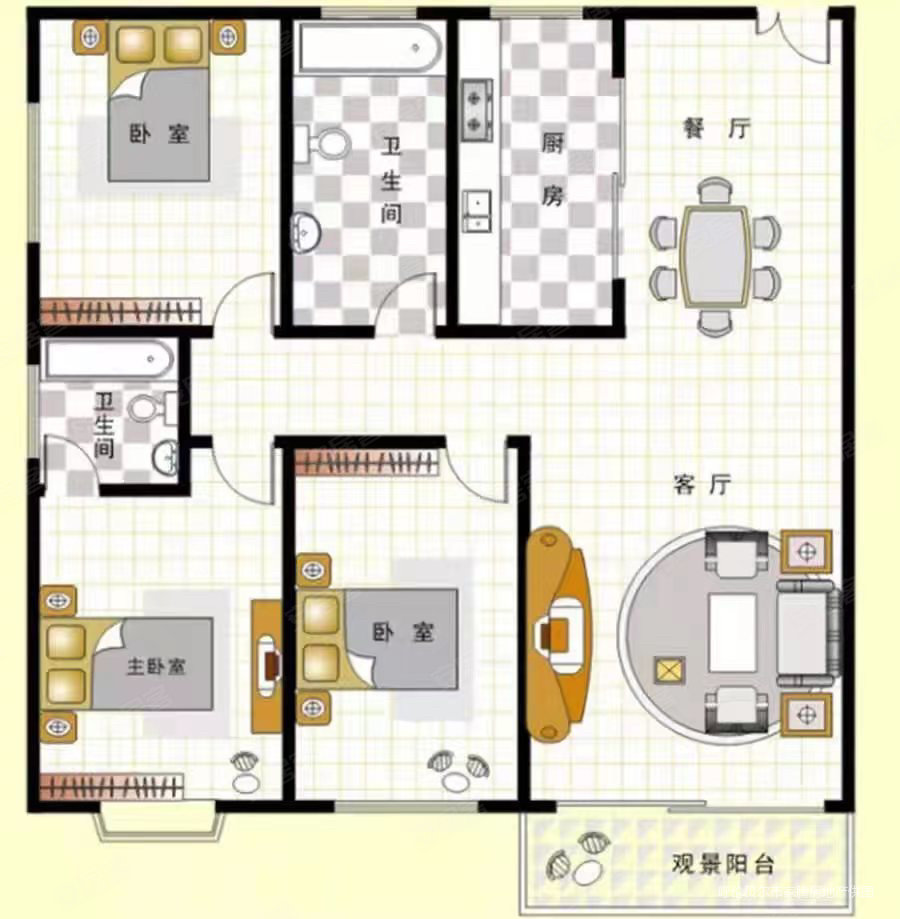 盛源金水岸3室2厅2卫156.35㎡南北120万