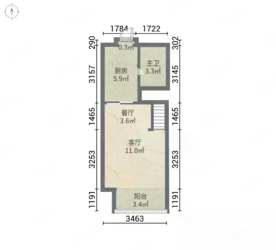 海伦国际(楼)~中间层~大2居~独立客厅~前后不临街