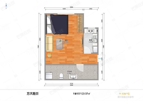 方大胜景(商住楼)1室0厅1卫37.2㎡北25万