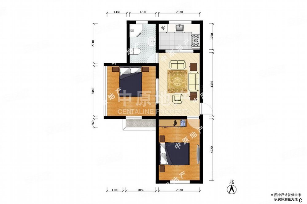 绿波城1室1厅1卫59.8㎡东344万