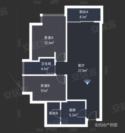 华润城润府三期2室2厅1卫87.61㎡东南970万