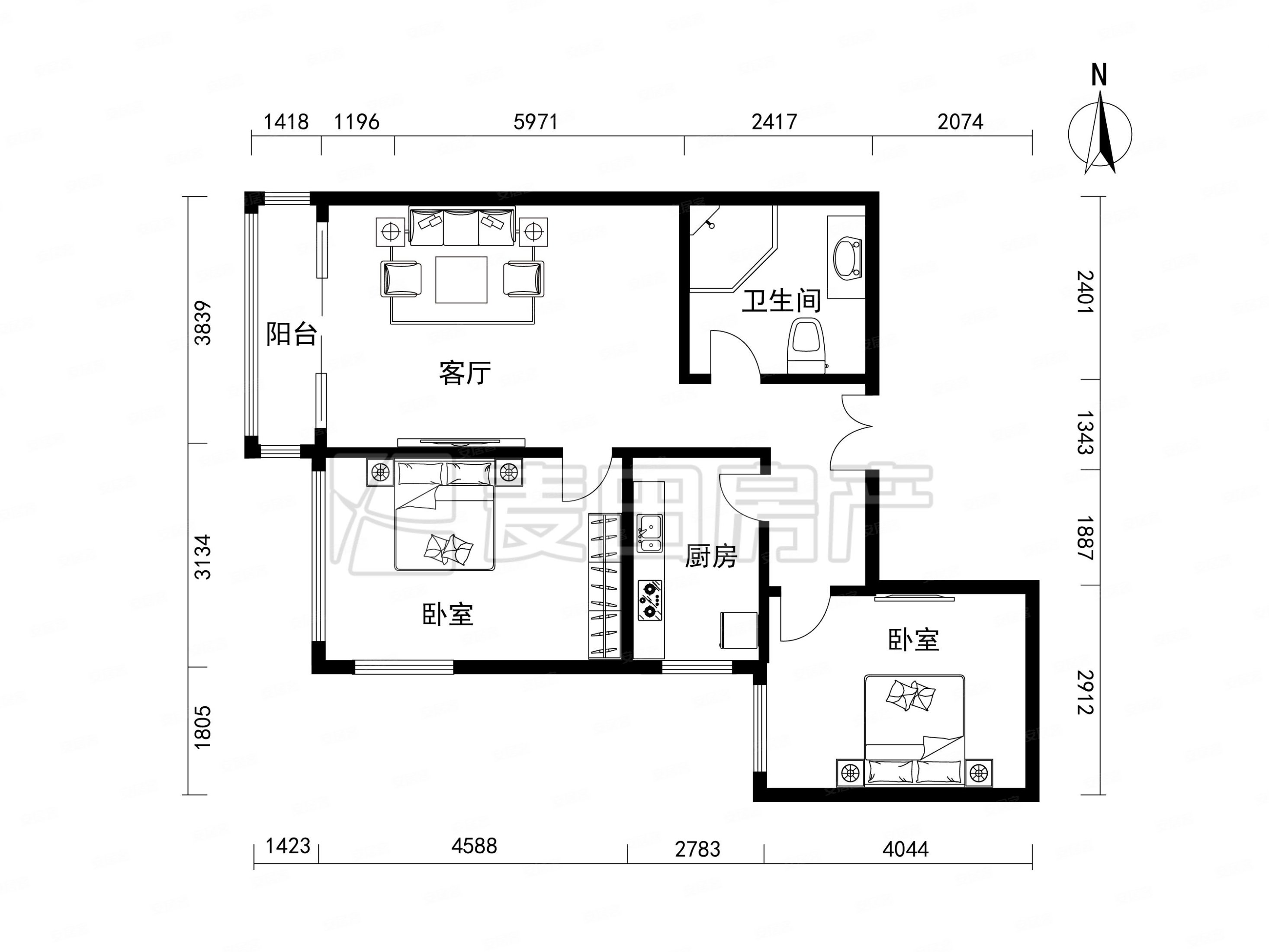 百环家园2室1厅1卫95.8㎡西南600万