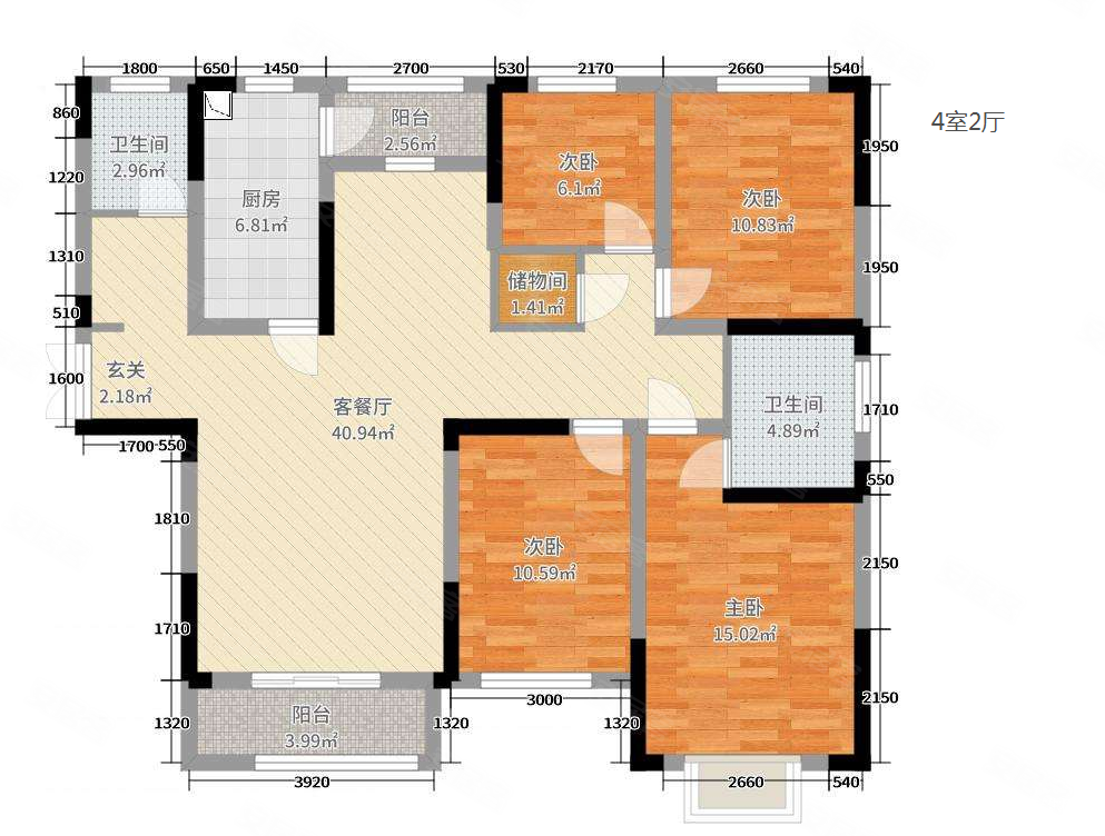 一品南明4室2厅2卫128㎡南182.8万